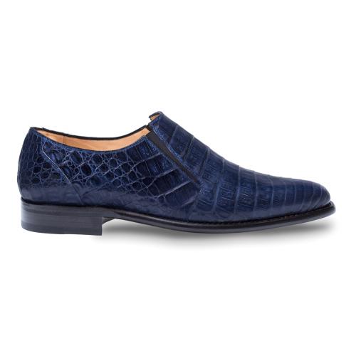 Mezlan "Gere" Blue All Over Genuine Crocodile Slip-on Shoes 4400-F.